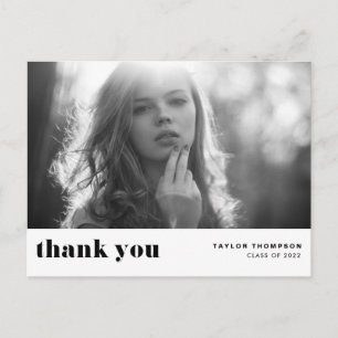 Retro Bold Typography Black Graduation Thank You Postcard