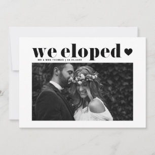 Retro Bold Typography Black Wedding Elopement Announcement