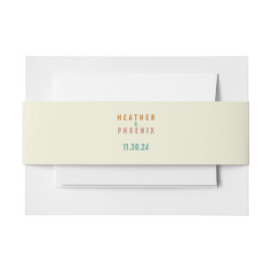 Retro Bold Typography Bright Custom Wedding Invitation Belly Band