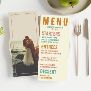 Retro Bold Typography Bright Photo Wedding Menu