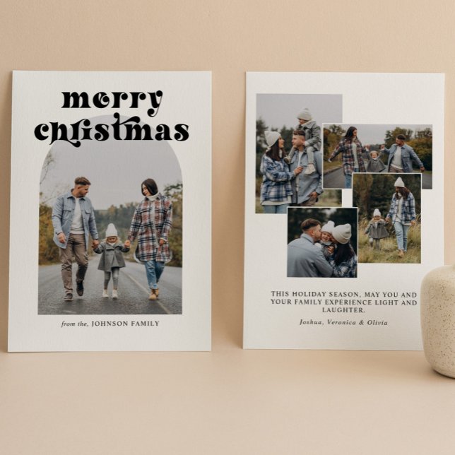 Retro Bold Typography Christmas Arch Photo Holiday Card (Creator Uploaded)