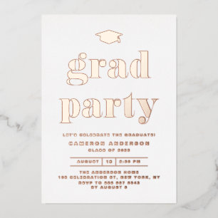 Retro Bold Typography Graduation Party Rose Gold