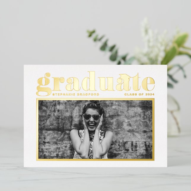 Retro Bold Typography Photo Graduation (Standing Front)