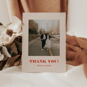 Retro Bold Typography Wedding Photo Thank You Card