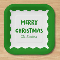 Retro Bold Wavy Green Funky Custom Merry Christmas