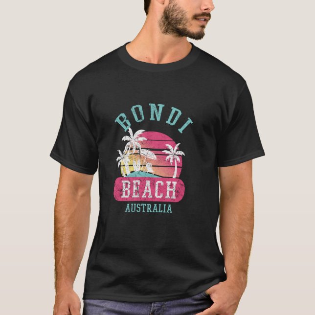 Retro Bondi Beach Australia Distressed Graphic Des T-Shirt (Front)