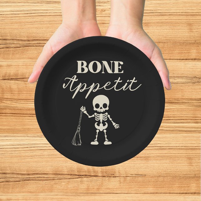  Retro Bone Appetite Spooky Halloween Paper Plate (Creator Uploaded)