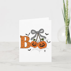 Retro Boo Ghost Pumpkin Cherries Bow Halloween Wom Card