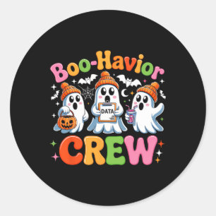 Retro Boo-havior Crew Behaviour Analyst Halloween Classic Round Sticker