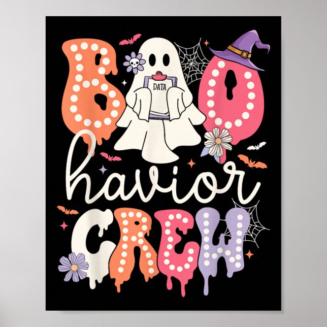 Retro Boo-havior Crew Behaviour Analyst Halloween  Poster (Front)