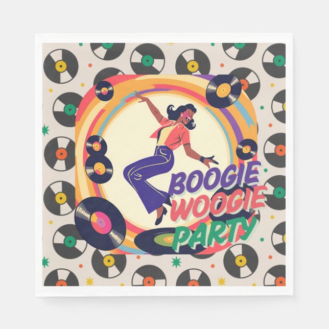 Retro Boogie Woogie Party Paper  Napkin (Front)