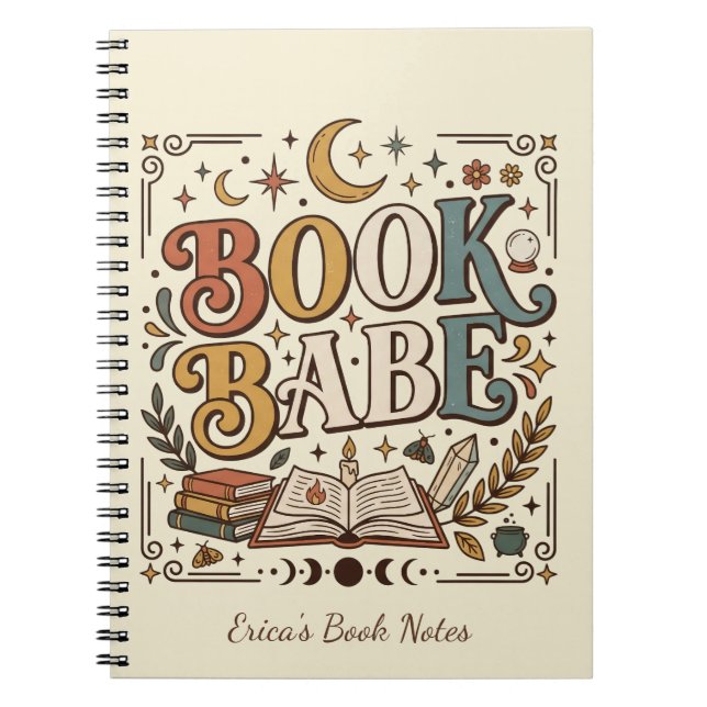 Retro Book Babe Mystical Celestial Witchy Bookish (Front)