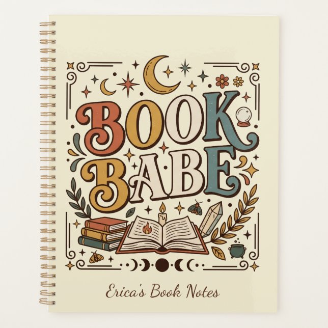 Retro Book Babe Mystical Celestial Witchy Bookish (Devant)