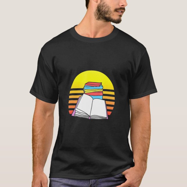 Retro Book Librarian Bookworm Reading T-Shirt (Front)