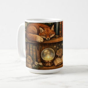 Retro book lover woodland animals coffee mug
