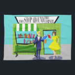 Retro Book Lovers Kitchen Towel<br><div class="desc">Attention, all bookworms! This Retro Book Lovers Kitchen Towel is the design for you. This 1960's style, minimalist art, cartoon drawing features a quaint Mom and Pop bookstore. It's the kind of shop with a helpful staff--where browsing is encouraged and shelves are stocked with everything from current bestsellers to obscure...</div>