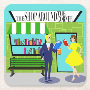 Retro Book Lovers Tote Paper Coaster