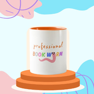 Retro Bookworm reading lovers peronalized Two-Tone Coffee Mug