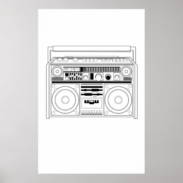 Retro Boom box/Ghetto Blaster T-shirt Poster (Front)