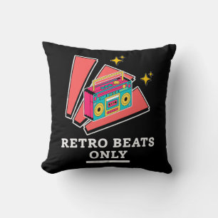 Retro Boombox 80s 90s Vintage Music Beats  Throw Pillow