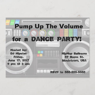 retro boombox dance party customize invitation