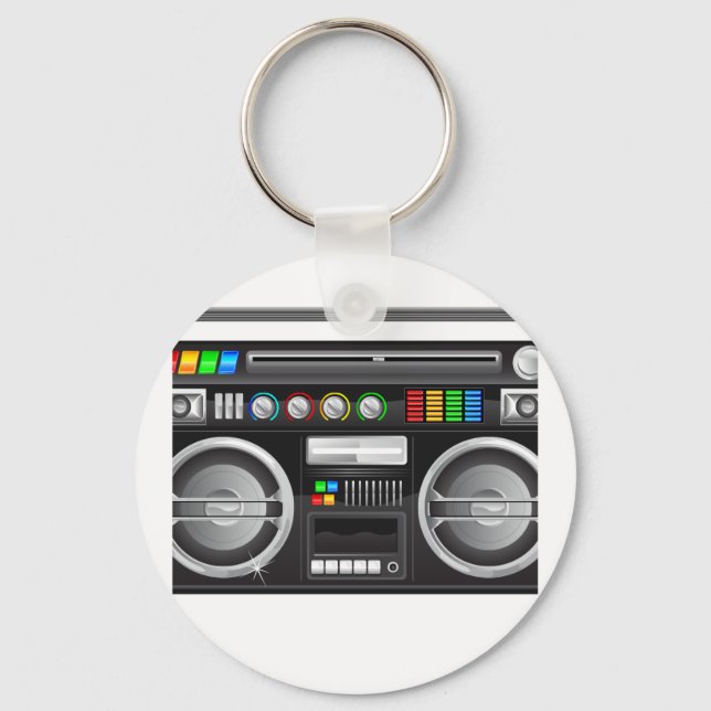 retro boombox ghetto blaster graphic keychain (Front)