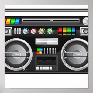 retro boombox ghetto blaster graphic poster