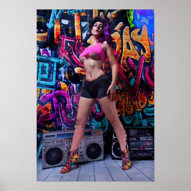 Retro Boombox Girl Poster (Front)