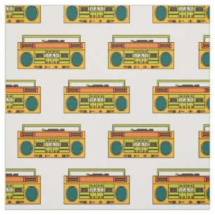 retro boombox pattern fabric