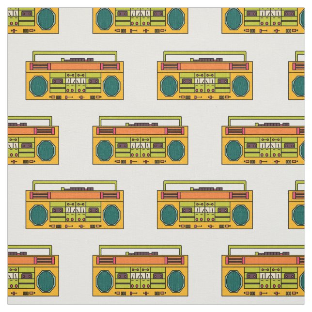 retro boombox pattern fabric (Swatch)