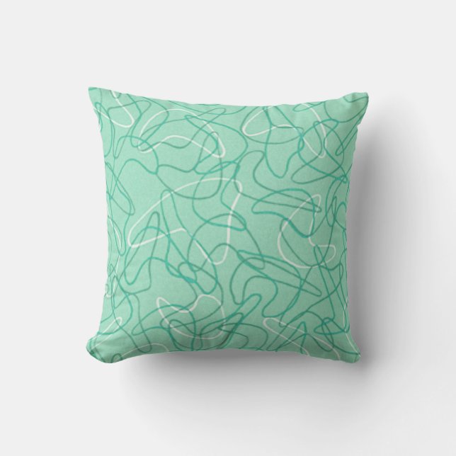 Retro Boomerang Pillow - Jade Green (Front)