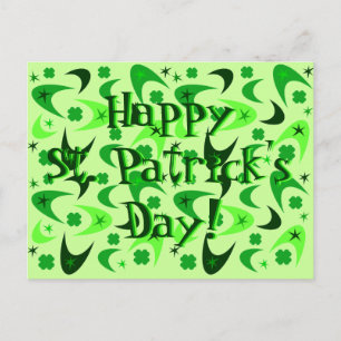 Retro Boomerang & Shamrocks Postcard