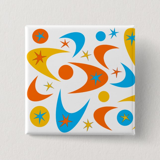 Retro Boomerangs 2 Inch Square Button (Front)