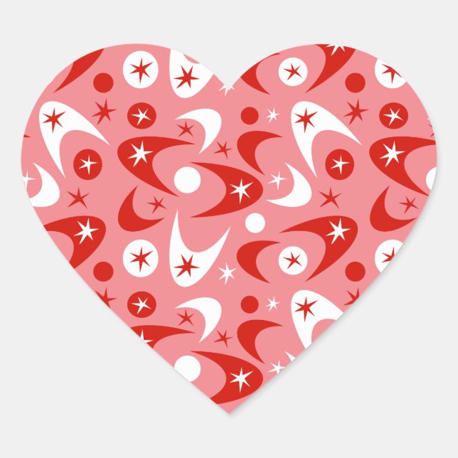 Retro Boomerangs Heart Sticker (Front)