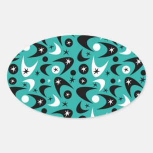 Retro Boomerangs Oval Sticker