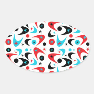 Retro Boomerangs Oval Sticker