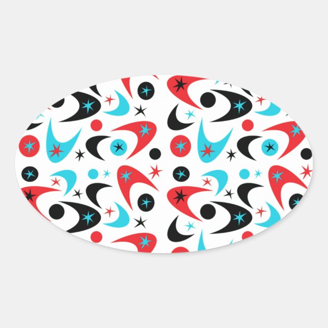 Retro Boomerangs Oval Sticker (Front)