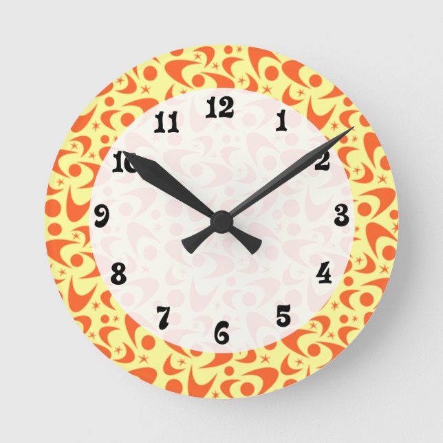 Retro Boomerangs Round Clock (Front)