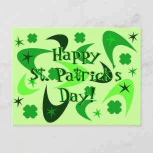 Retro Boomerangs & Shamrocks Postcard