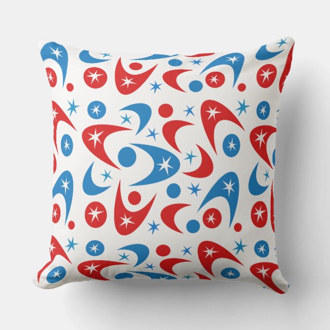 Retro Boomerangs Throw Pillow (Front)