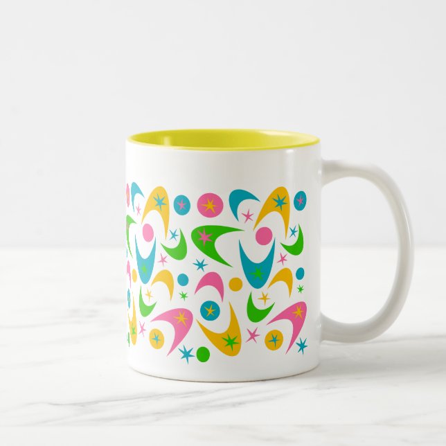 Retro Boomerangs Two-Tone Coffee Mug (Right)