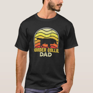 Retro Border Collie Dog Lover Puppy Men Dad T-Shirt