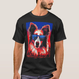 Retro Border Collie With Dark Glasses Vintage 70s  T-Shirt