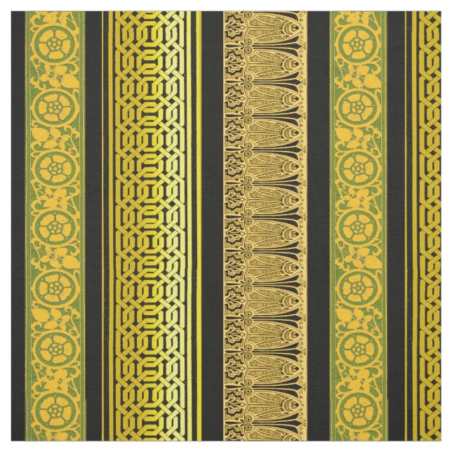Retro Borders in Gold Fabric (Swatch)
