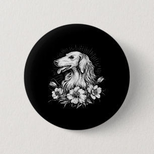 Retro Borzoi Dog Lover Tattoo Style _1 2 Inch Round Button