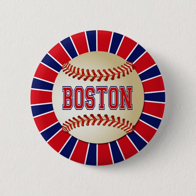 RETRO BOSTON BASEBALL 2 INCH ROUND BUTTON (Front)