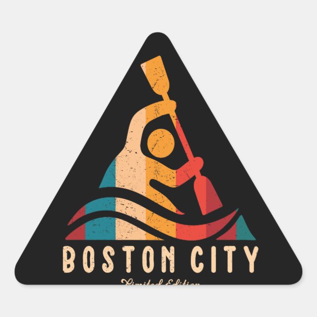 Retro Boston City Kayaking Triangle Sticker (Front)
