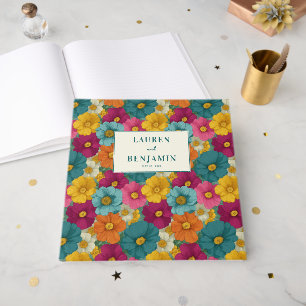 Retro Botanica and Teal Wedding Guest Book