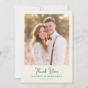 Retro Botanica and Teal Wedding Thank You Card