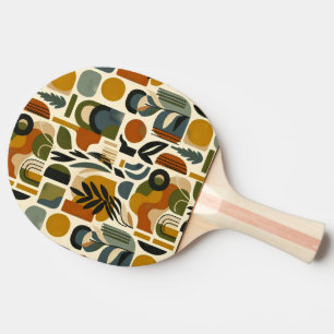 Retro Botanica Geometrica Ping Pong Paddle